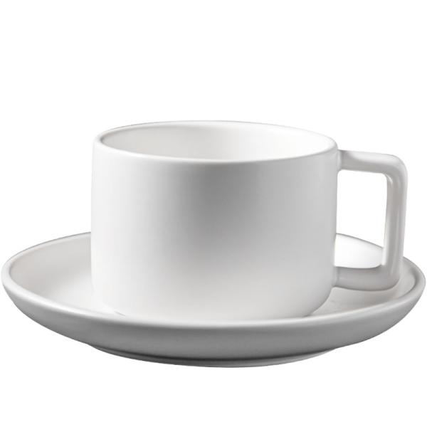 Sustainable Ceramic Coffee Mug Set For Afternoon Tea And Cappuccino In Matt White