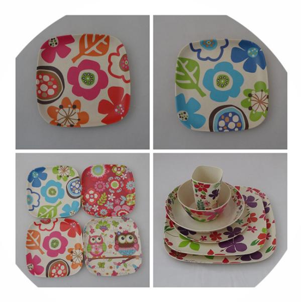 BIO-DEGRADABLE BAMBOO FIBER PLATE, CUSTOMIZED LOGO AND PRINTING, HEALTHY,