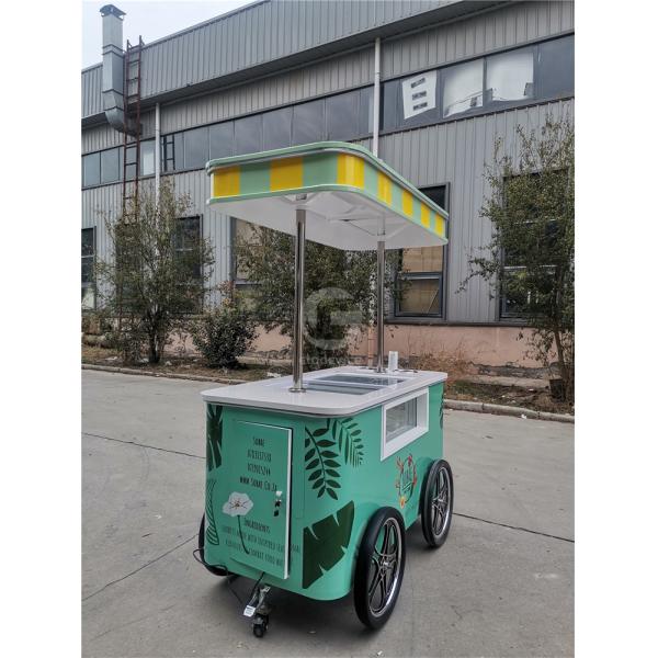 Commercial Mini Frozen Ice Cream Display Cart Trailer Gelato Mexican Beach Ice Cream Freezer Hand Cart Push Carts For Ice Cream