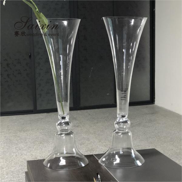 80cm-100cm Tall Black Glass Stemmed Glass Vase Hurricane For Wedding Table Centerpiece