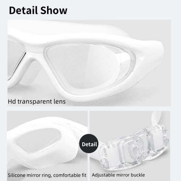Clear Frame Comfortable Swim Goggles For Adults With No Leaking Lens