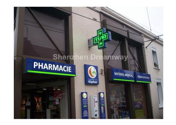 Double sides PH10 Epistar LED Pharmacy Cross Display Ads For Medicine Store