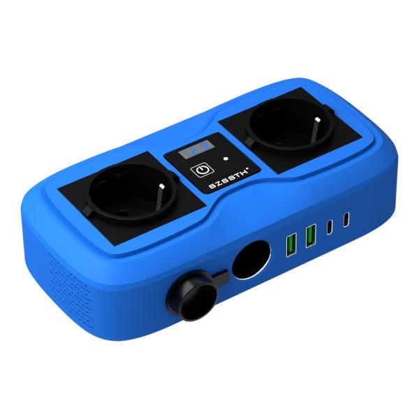 200W Car Power Inverter with LCD Display & Dual Cigarette Lighter Plugs, 2 USB Ports and AC Outlet, 12V to 220V Modified Sine Wave