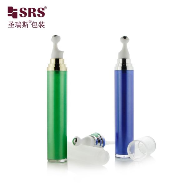 Massage Roller Acrylic Bottle Blue Green Pink Face Eye Cream Bottle With Pump Roller Bottle