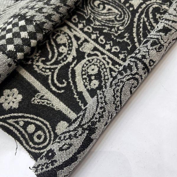 Custom Floral Cotton Jacquard Denim Fabric Heavy Weight 10 oz