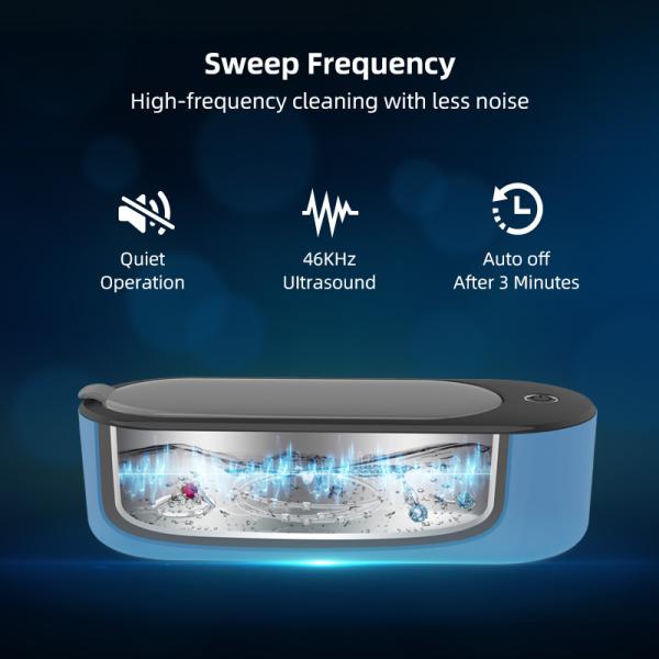 стекел ювелирных изделий уборщика 360ml 46khz машина ультразвуковой очищать мини ультразвуковых портативная