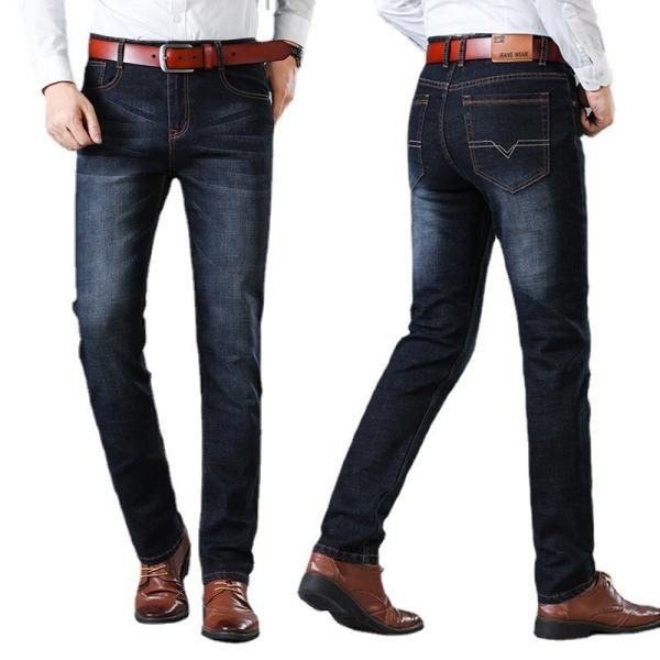 Zipper Fly XMAMLON Stretch Regular Fit Pants Fashion Men's Denim Slim Mid Waist Jeans