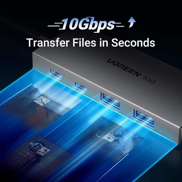 USB C Hub 10Gbps, 4 Ports USB 3.2 HUB with 2 USB-C 3.2 and 2 USB-A 3.2, USB Port Extender for MacBook