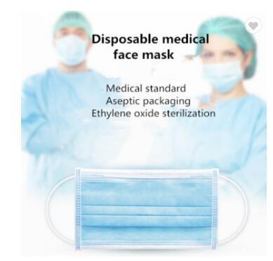 Blue 3 Ply Disposable Face Mask , Non Woven Fabric Face Mask Ear Wearing Type
