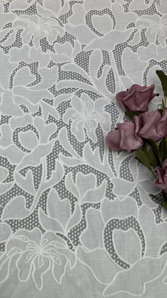 White Embroideded Fabric Hollow-up Customized New Collection for Party Gowns Dresses