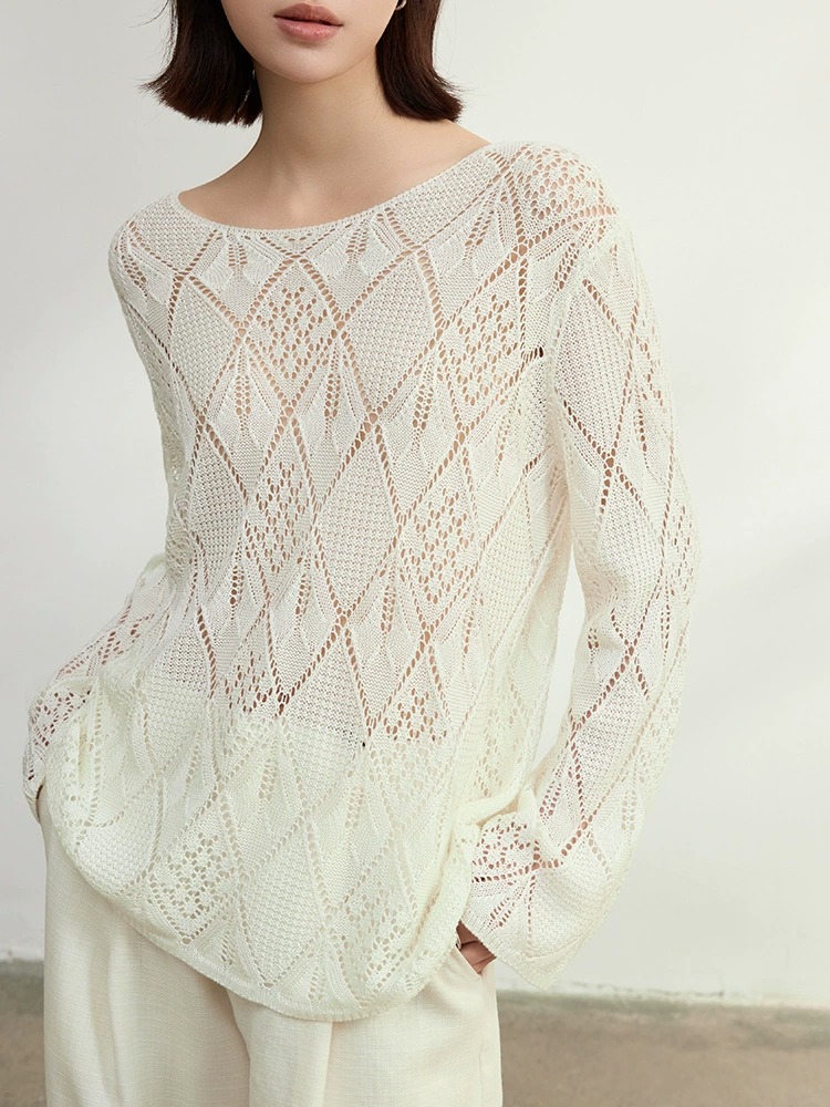 Women's Cotton Vicose Croched pullover