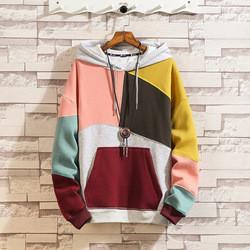 Oversized Sublimation Heavy Weight 60%Cotton Moletons Hooded Drawstring Colorblock Cut Panel Men Sweatshirt