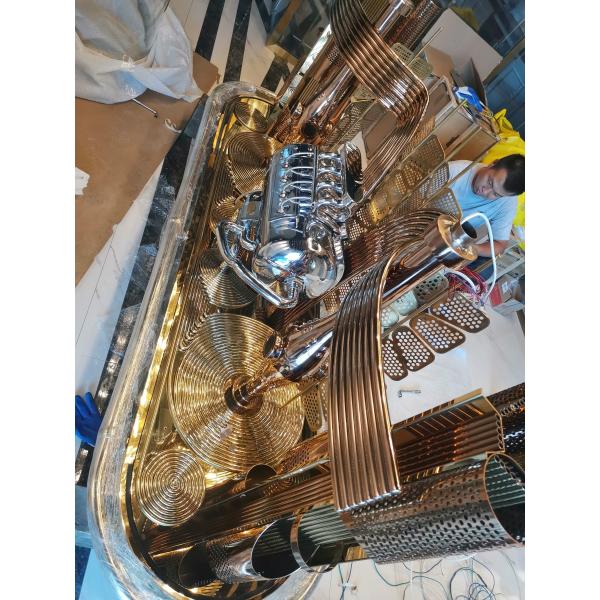 Stainless steel plating mirror sculpture bar abstract style built-in lighting can be customized sculpture furniture