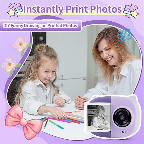 Rongta Instant Print Camera for Kids, Children Portable Camara Toy Birthday Gifts, Kids Toys, 2.4 Inch Screen Kid Digital Camera for Girls Boys 