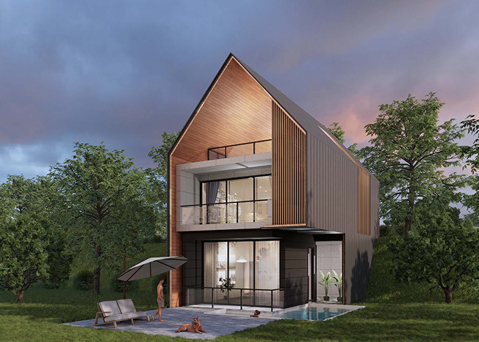 AS/NZS Light Steel Frame Prefab Villa Hotel Unit | Wooden Prefabricated House With Garden Terrace
