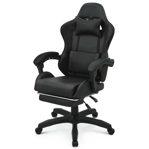 Mail Packing Gaming Chair High Back with Footrest Headrest Lumbar Support Iron Frame