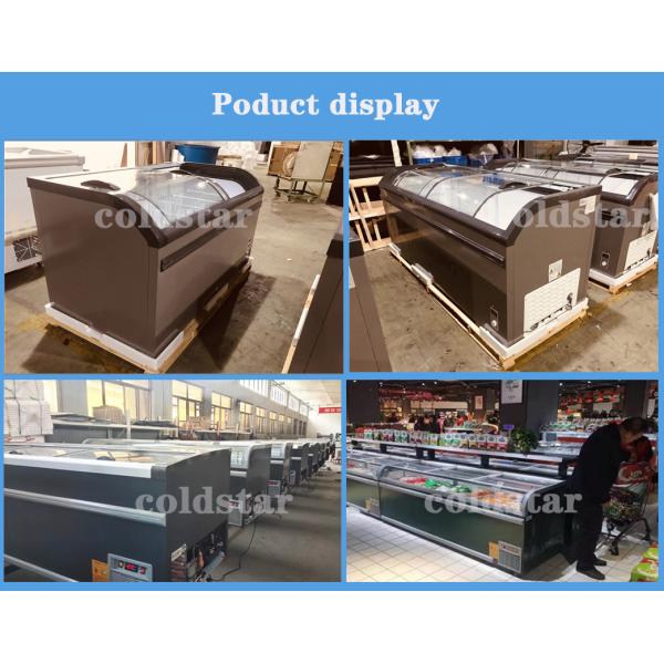 Commercial Big Capacity Curved Glass Door Chest Freezer