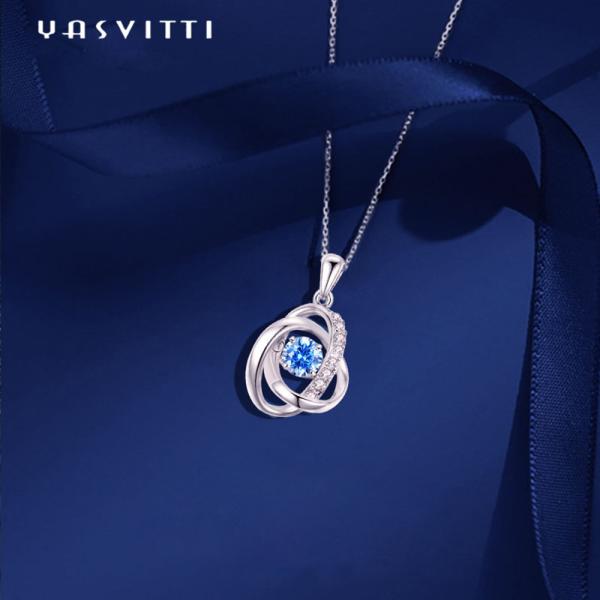 1,1 ожерелье сапфира ожерелиь 5A CZ ювелирных изделий грамма 16.76mm стерлинговое серебряное каменное