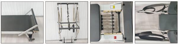 Versatile Metal Pilates Reformer Tower Barbell Aluminium Reformer U+PL025A Spring Components