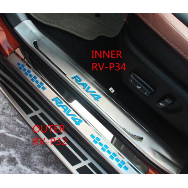 Stainless Steel Inner and Outer Car Door Sill Plates For Toyota Rav4 2013 2014 2015