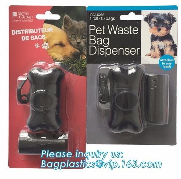 LED Flashlight Dog Waste Bag Dispenser Holder with Pet Waste Bag Poop Roll Bags, BPI ASTM D6400 EN13432 Approval Customi
