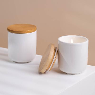 Pots en céramique de bougie blanche d'ODM d'OEM pour la décoration l'épousant à la maison