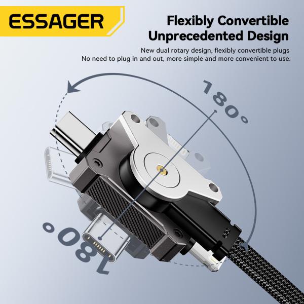 ESSAGER ES-X63 Series 4 in 1 QC PD USB A/C to USB C/L Charging Data Cable