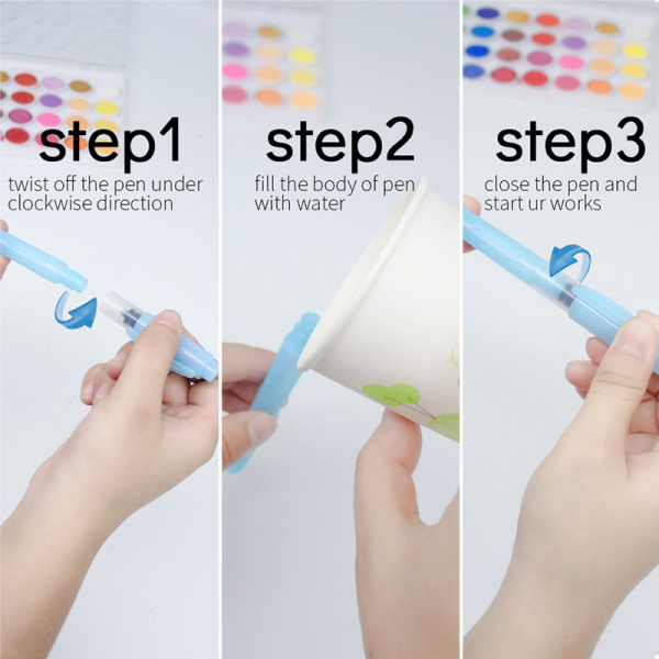Wholesale 6pcs portable nylon hair watercolor empty brush OEM artist brush pens set for kids drawing