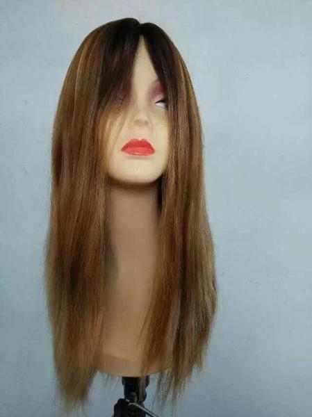 16 Inches Highlight With Dark Root Kosher Certification Jewish Wigs Unprocessed European Hair