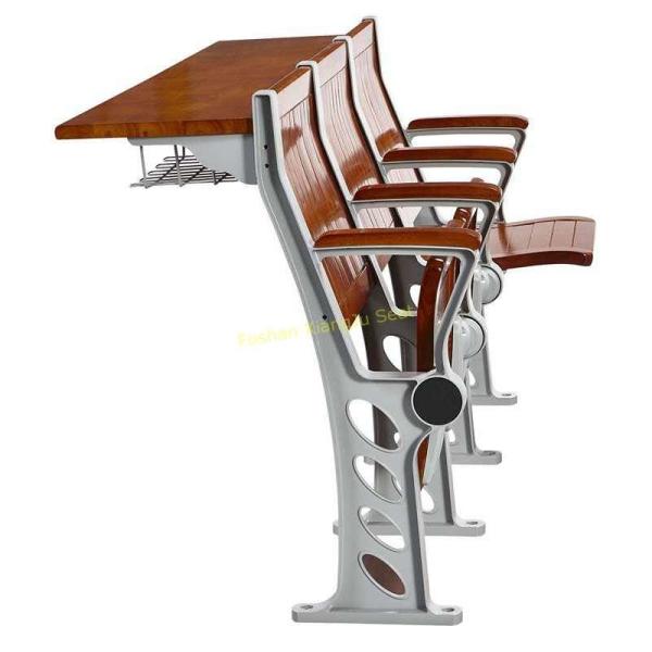 Walnut Plywood College Classroom Furniture / Student Study Table And Chair With Armrest