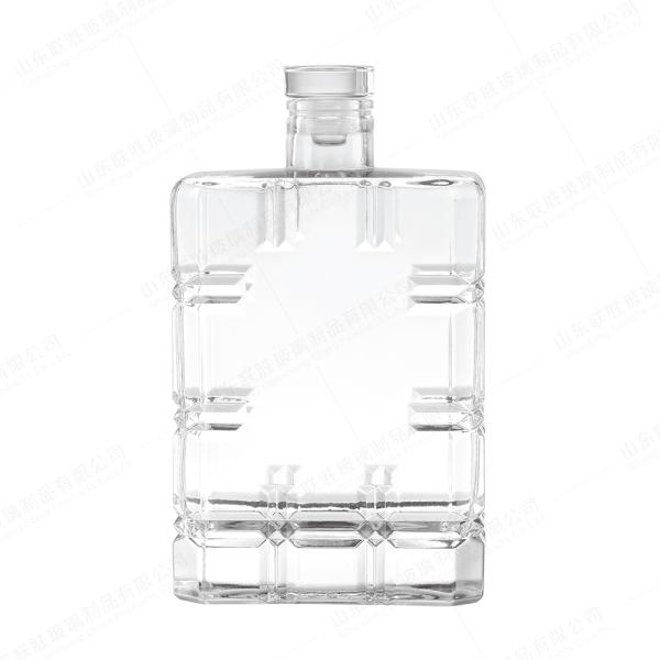 Чистый 500 мл 50cl Квадратная стеклянная бутылка Джина Водка Спиртный Ликер Текила Ром Виски с Коркой