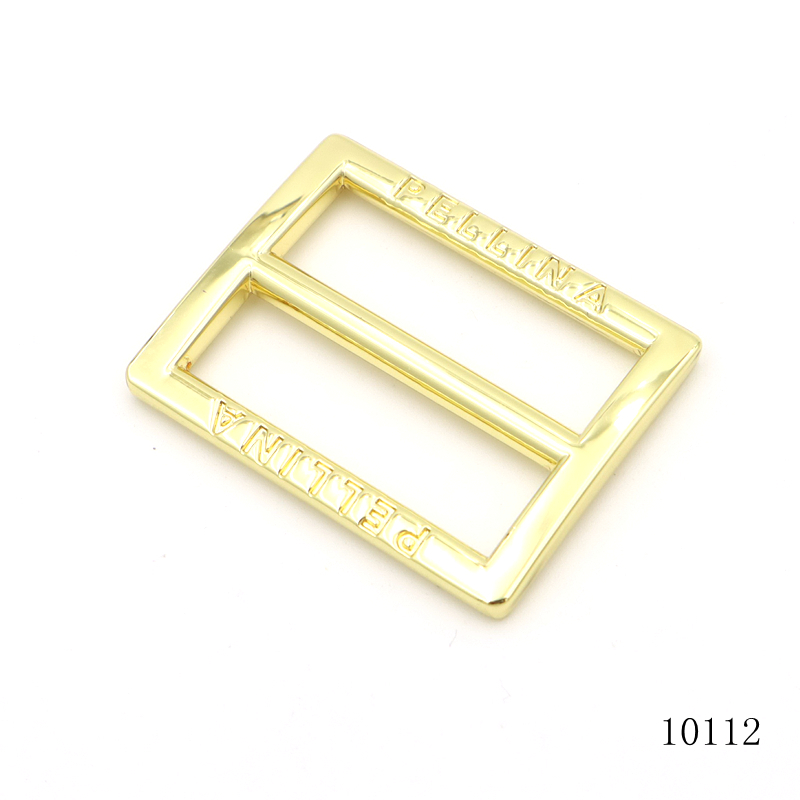 Gold Plated Metal Tri-glider Buckle 32mm Strap Adjusters Custom Logo Slider Buckles