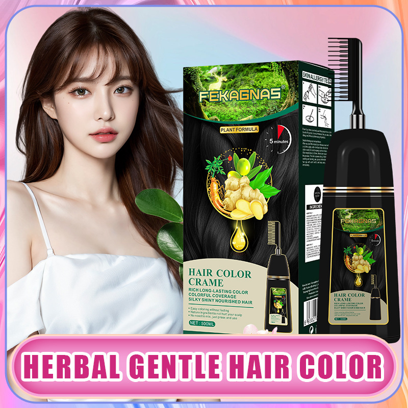 Shampoo colorant capillaire végétal noir rapide 500ml avec peigne/gants