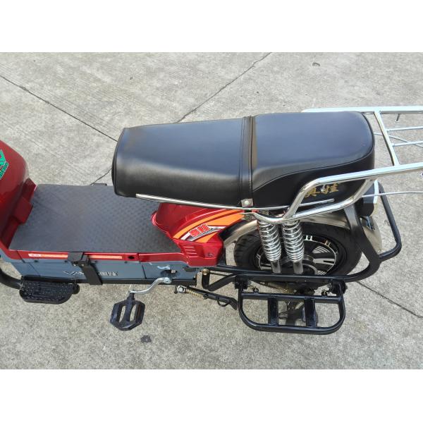 450W Adult Electric Bicycle Red Battery Operated Bikes With Motorcyle Seat Steel Frame