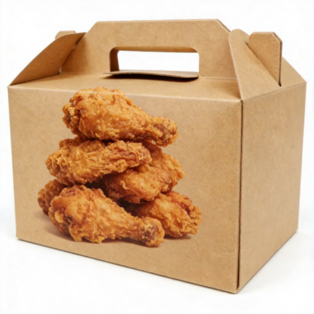 Eco-friendly Custom Logo Printed Grease Resistant Fried Chicken Box for Fast Food Takeaway