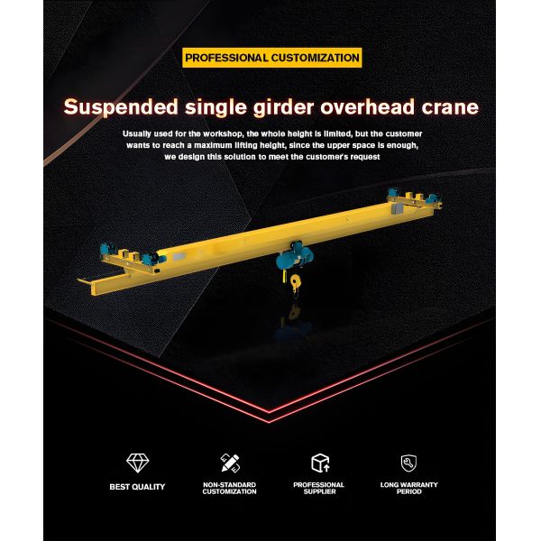 Electric Hoist Overhead Crane with 1 Ton-10 Ton Lifting Capacity, Pendant & Wireless Remote Control, and 25 m Max. Lifting Height