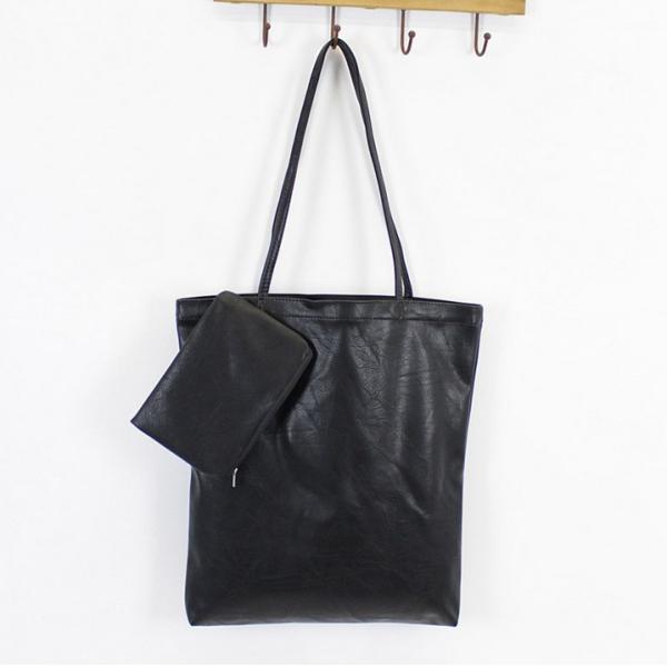 Korea retro minimalist literary fresh wild solid color PU shoulder bag shopping bag bag casual female picture