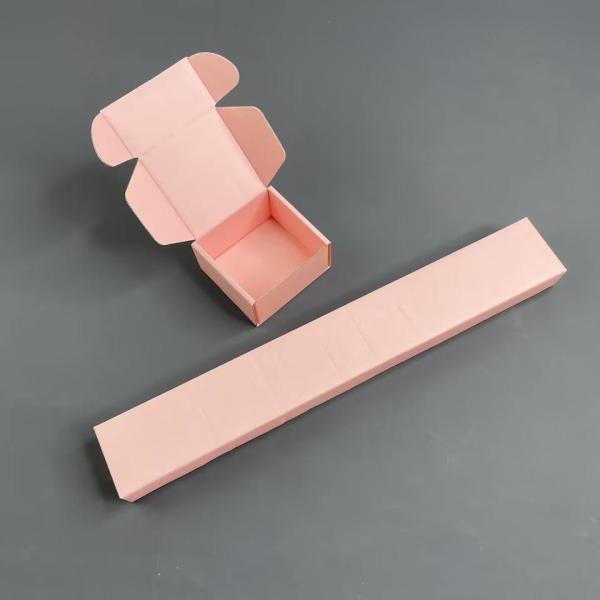 Corrugated Lipstick Mailer Box With Logo, Pink Mailing Paper Box For Packaging, Custom Logo Cosmetic Packaging Ship