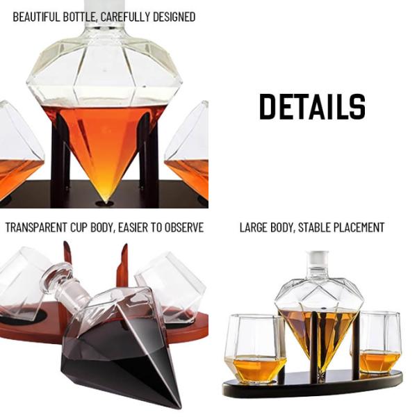 Aérateur de décanteur de whisky à cristaux artisanaux en vrac 850 ml Carafe de luxe