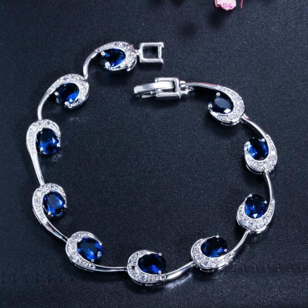Lovely Women Four Round Bracelet Red CZ Stone Bracelet Setting Crystal Fashion Tennis Bracelet for Wedding Gift