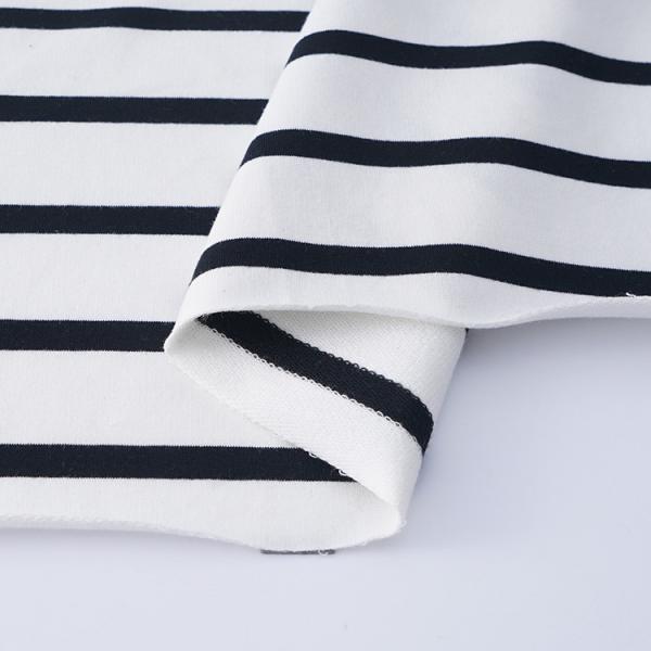 Durable Cotton French Terry Fabric 225g 32S Double Yarn Striped Lycra Texture