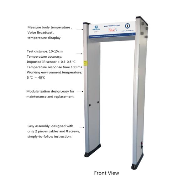 Voice Alarm Non Contact Walk Through Body Temperature Scanner Metal Detector Gate With Belguim Sensor