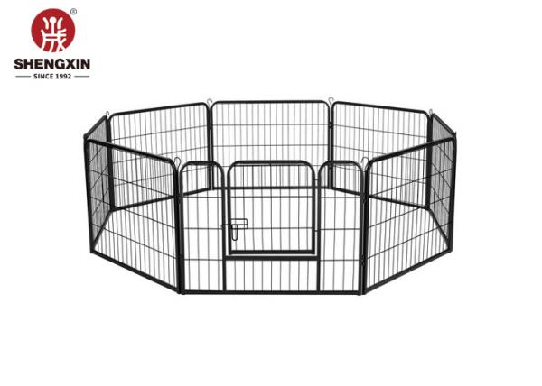 Metal Wire Outdoor Pet Playpen Portable 8 Panels Black
