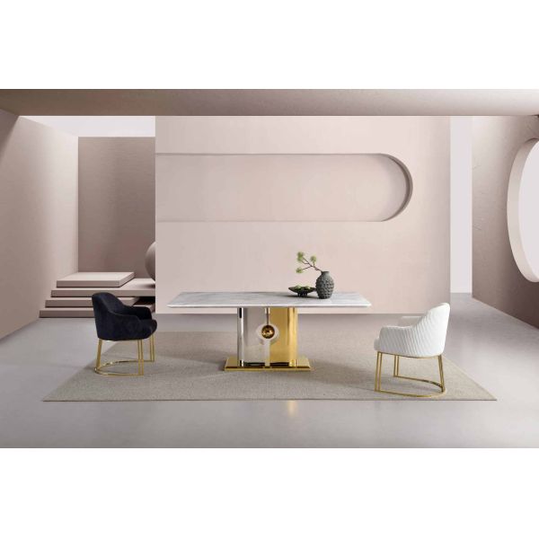 T1029 Light Luxury White Marble Sintered Stone Rectangular Dining Table