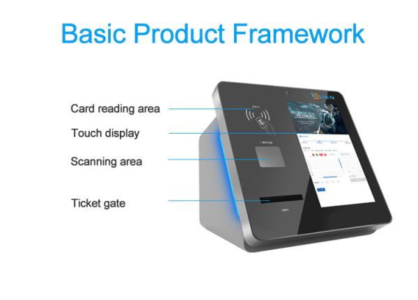 Quiosque fixado na parede da máquina de venda automática do bilhete da tela de toque com o leitor de cartão do cartão de banco RFID
