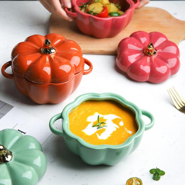 Pumpkin Porcelain Ceramic Home Decoration Bowl For Breakfast Egg