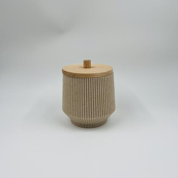 Conjunto de accesorios de baño de piedra y arena con forma redonda y banda vertical con costillas