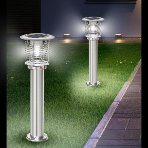 Stainless Steel Mosquito Killer Lamp Solar Powered Bug Zapper Light