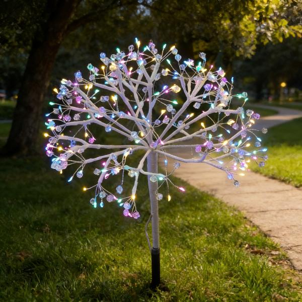 Jeweled Star-Shaped Garden Stake, 18in, ETL Certified, 3V 1A Outdoor Adapter, Colorful Light, Eco-Friendly & Energy-Saving, Indoor & Outdoor Use for Street/Commercial/Party Decor, MOQ 500 Pcs