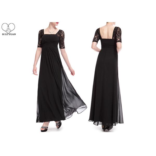 Square Collar Wedding Bridesmaid Dresses , White Chiffon Floor Length Ball Gowns